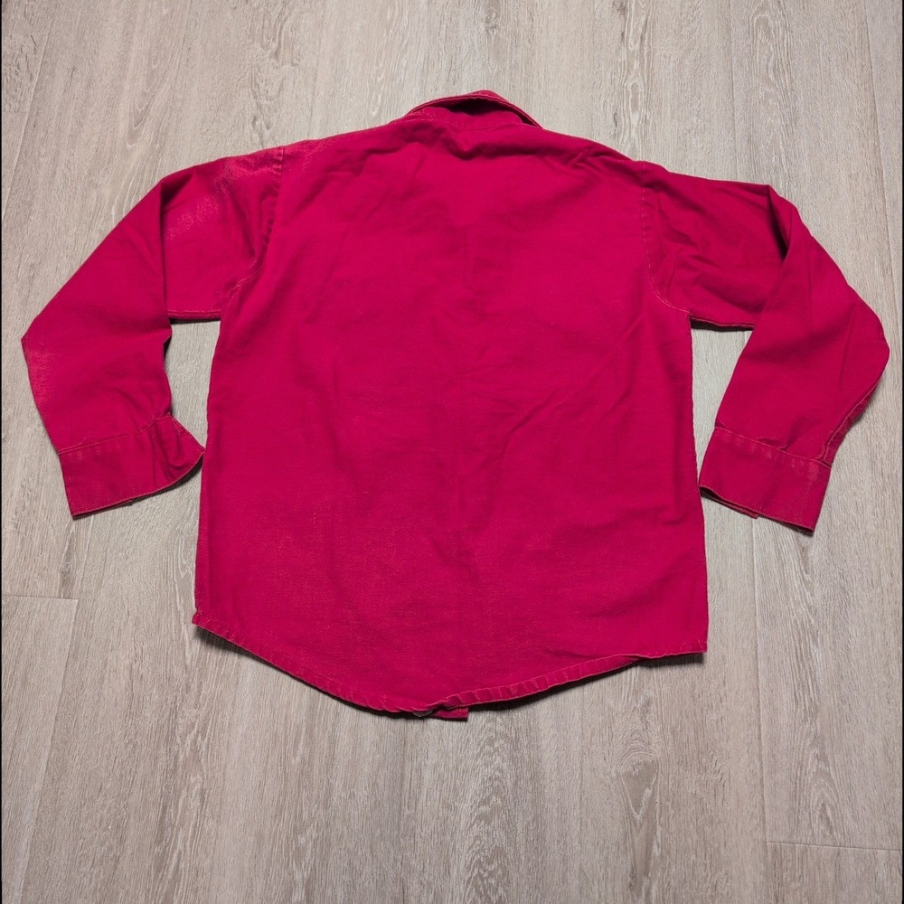 Vintage 70s Frostproof Red Chamois Long Sleeve Work Shirt Mens M Red Workwear - Picture 2 of 9